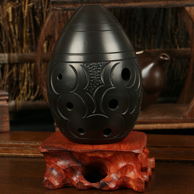 Musical Instrument Maraca - 8 fori Ocarina Nero Ceramica portatile